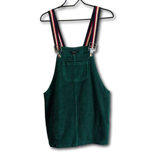 FOREVER 21 Corduroy Jumper Dress Y2K Boho Green Medium Festival Y2K Overalls